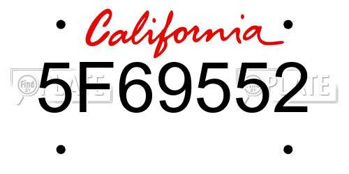 5F69552 California License Plate