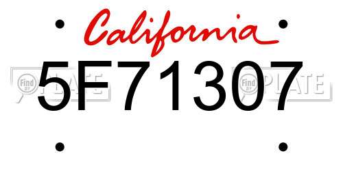 5F71307 California License Plate