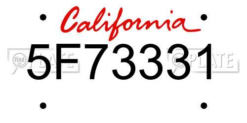 5F73331 California License Plate