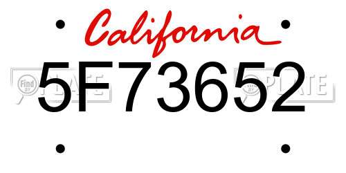 5F73652 California License Plate