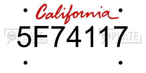 5F74117 California License Plate