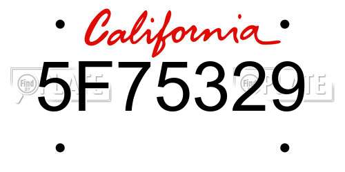 5F75329 California License Plate
