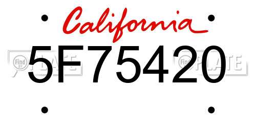 5F75420 California License Plate