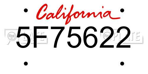 5F75622 California License Plate