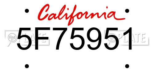 5F75951 California License Plate