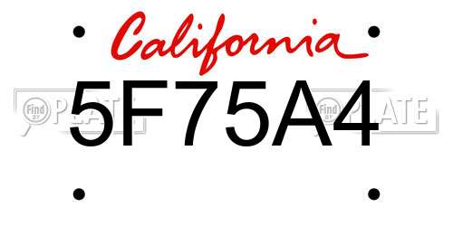 5F75A4 California License Plate