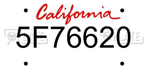 5F76620 California License Plate