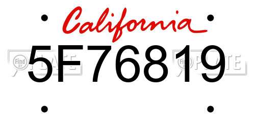 5F76819 California License Plate