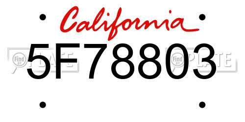 5F78803 California License Plate
