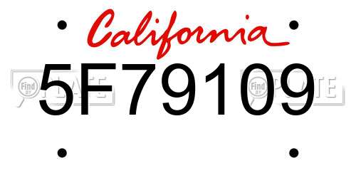5F79109 California License Plate