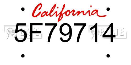 5F79714 California License Plate