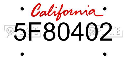 5F80402 California License Plate