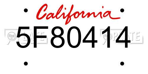 5F80414 California License Plate