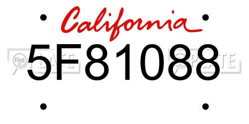 5F81088 California License Plate