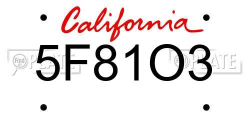 5F81O3 California License Plate