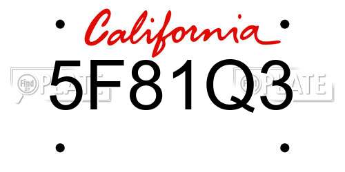 5F81Q3 California License Plate