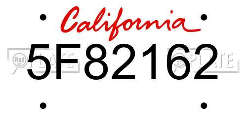 5F82162 California License Plate