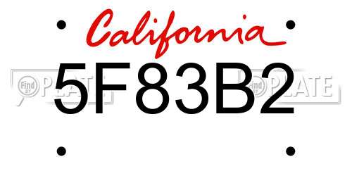 5F83B2 California License Plate