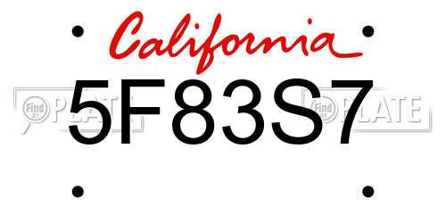 5F83S7 California License Plate