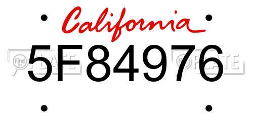 5F84976 California License Plate