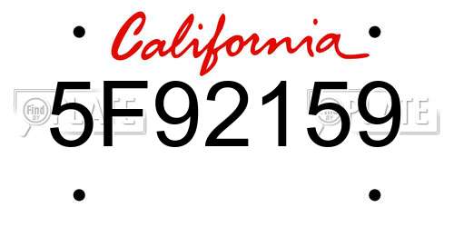 5F92159 California License Plate
