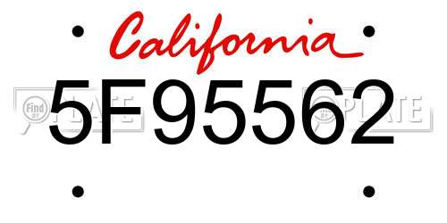 5F95562 California License Plate