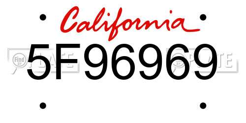 5F96969 California License Plate
