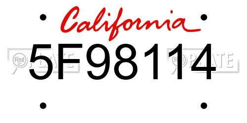 5F98114 California License Plate