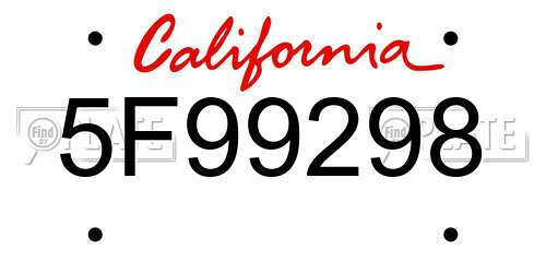 5F99298 California License Plate