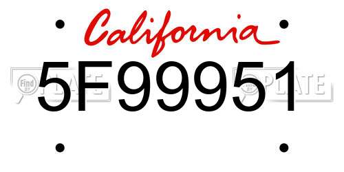 5F99951 California License Plate