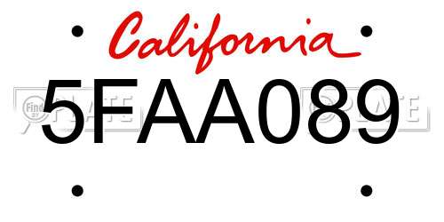 5FAA089 California License Plate