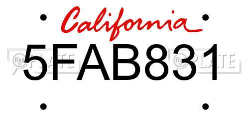 5FAB831 California License Plate