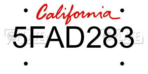 5FAD283 California License Plate