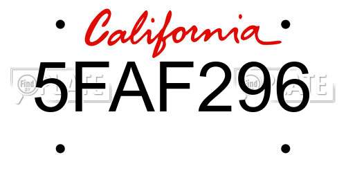 5FAF296 California License Plate