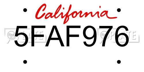 5FAF976 California License Plate