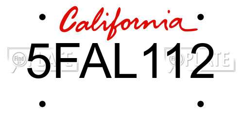5FAL112 California License Plate