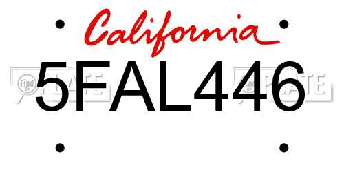 5FAL446 California License Plate