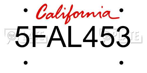 5FAL453 California License Plate
