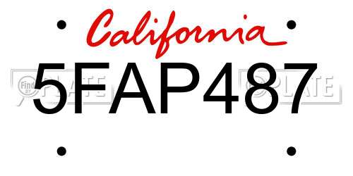5FAP487 California License Plate