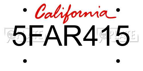 5FAR415 California License Plate