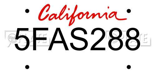 5FAS288 California License Plate