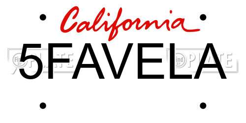 5FAVELA California License Plate