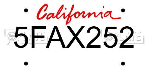 5FAX252 California License Plate