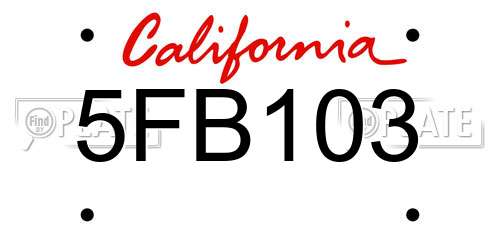 5FB103 California License Plate