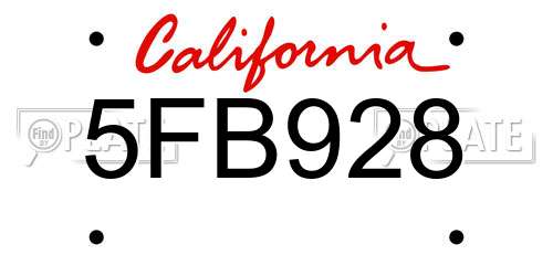 5FB928 California License Plate