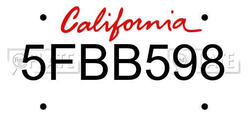 5FBB598 California License Plate