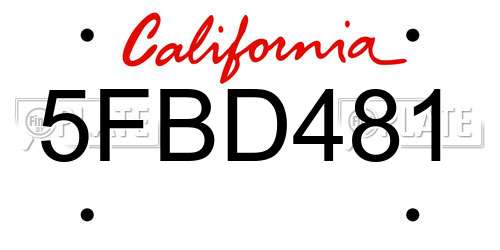 5FBD481 California License Plate