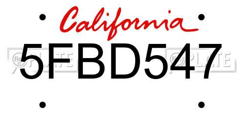5FBD547 California License Plate