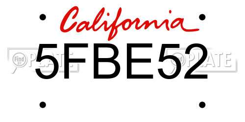 5FBE52 California License Plate