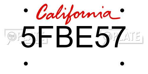 5FBE57 California License Plate